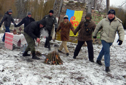 Депутат от «Свободы» праздновал «Водокрес» под свастикой на флаге Украины